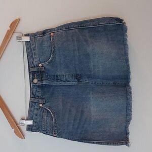 We The Free Denim Mini Skirt Distressed with Raw Hem Size 26